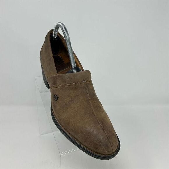 Born Women's Kinney Light Brown Leather Block Heel Mules Size 9 Casual Booties - Picture 2 of 13